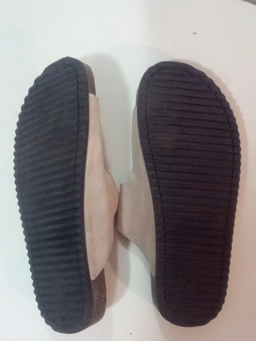 Goodfellow & Co. Suede Double Buckle Slide Sandals - Taupe Sz 9 New NWT $40 Saul